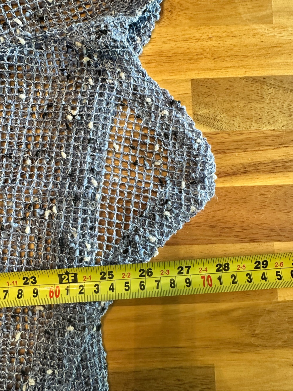 LuLu-B Women's Blue Open Weave Mesh Cardigan Large Wooden Buttons Size XL - Picture 7 of 10